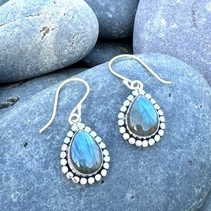 Sundance labradorite EARRINGS sterling silver teardrop stone gem gift birthstone